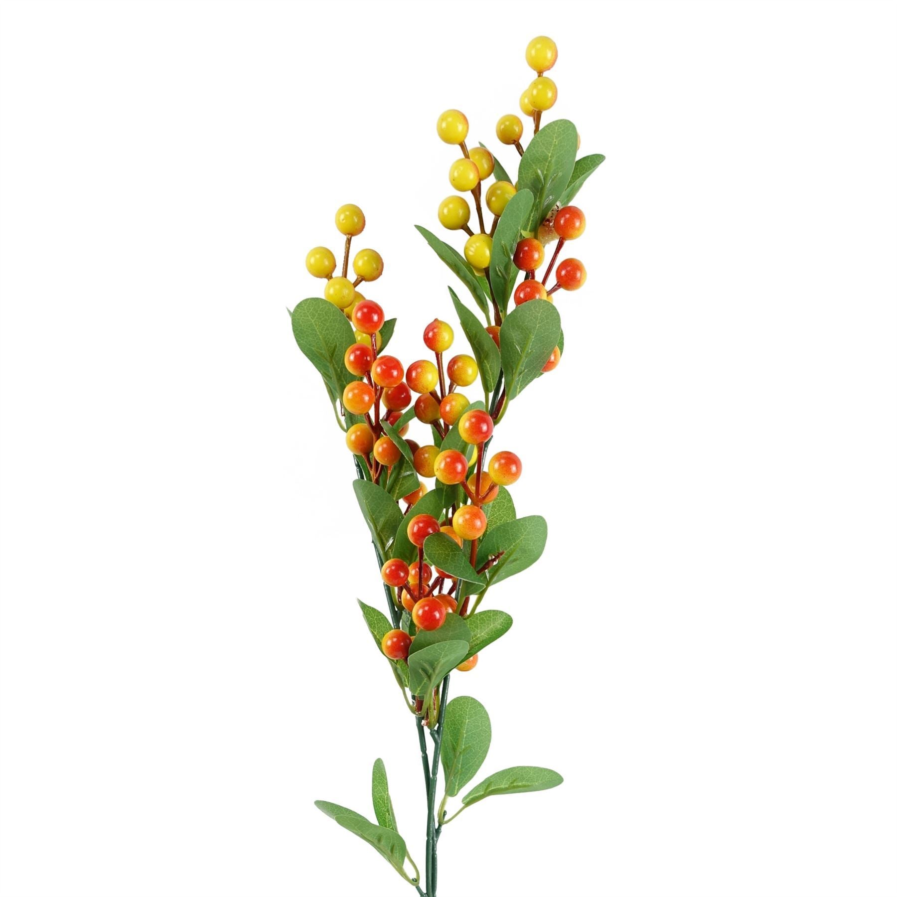 Pack of 6 x 70cm Artificial Orange Berry Spray - Premium Quality