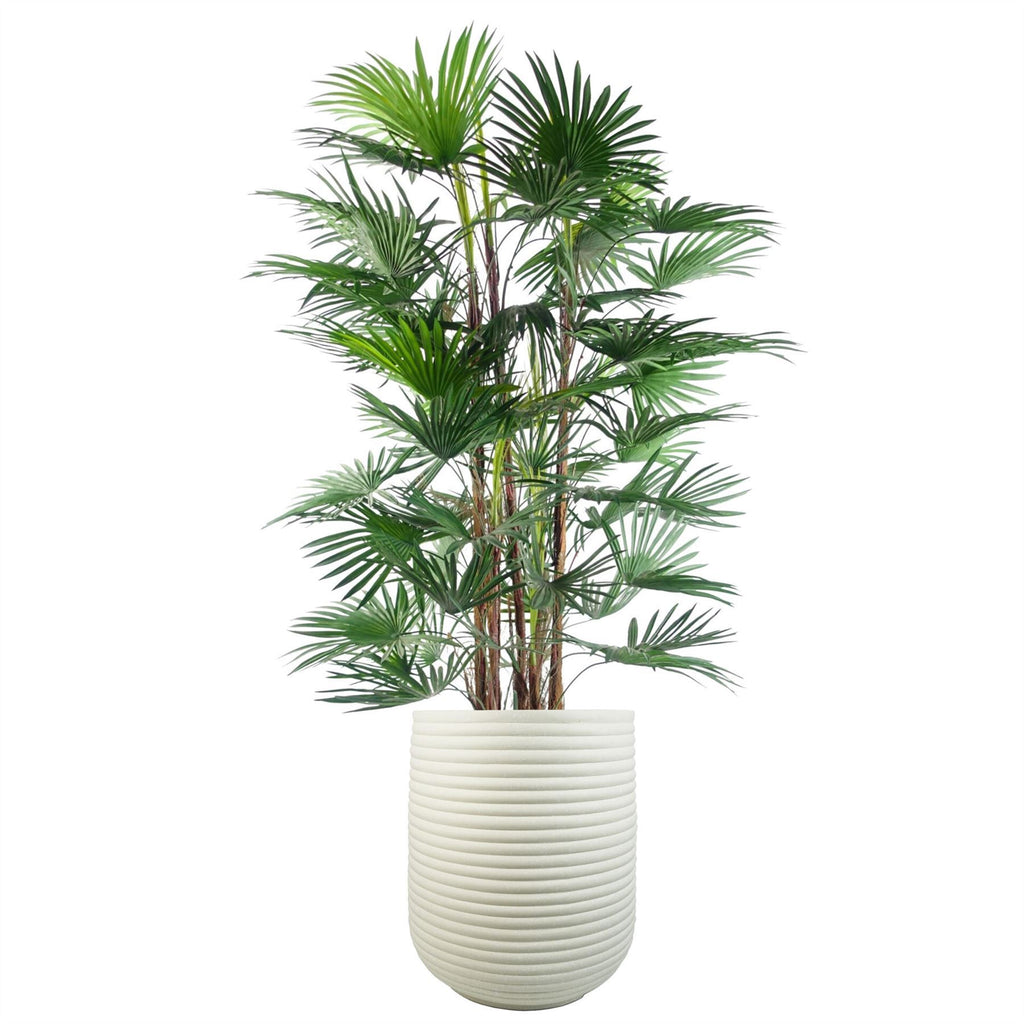 46cm x 40cm Mikos Extra Large Ridged Composite Planter - Stone Colour - Premium Quality