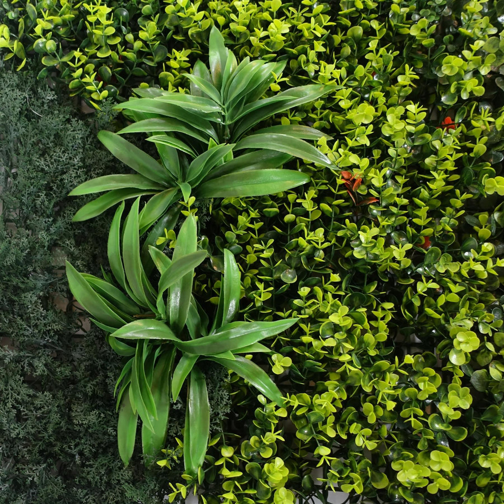 100cm Artificial Mixed Green Foliage Wall Panel with Ferns and Yellow Grass Accents - Premium Quality