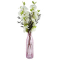 100cm White Artificial Blossom and Berries Glass Vase - Premium Quality