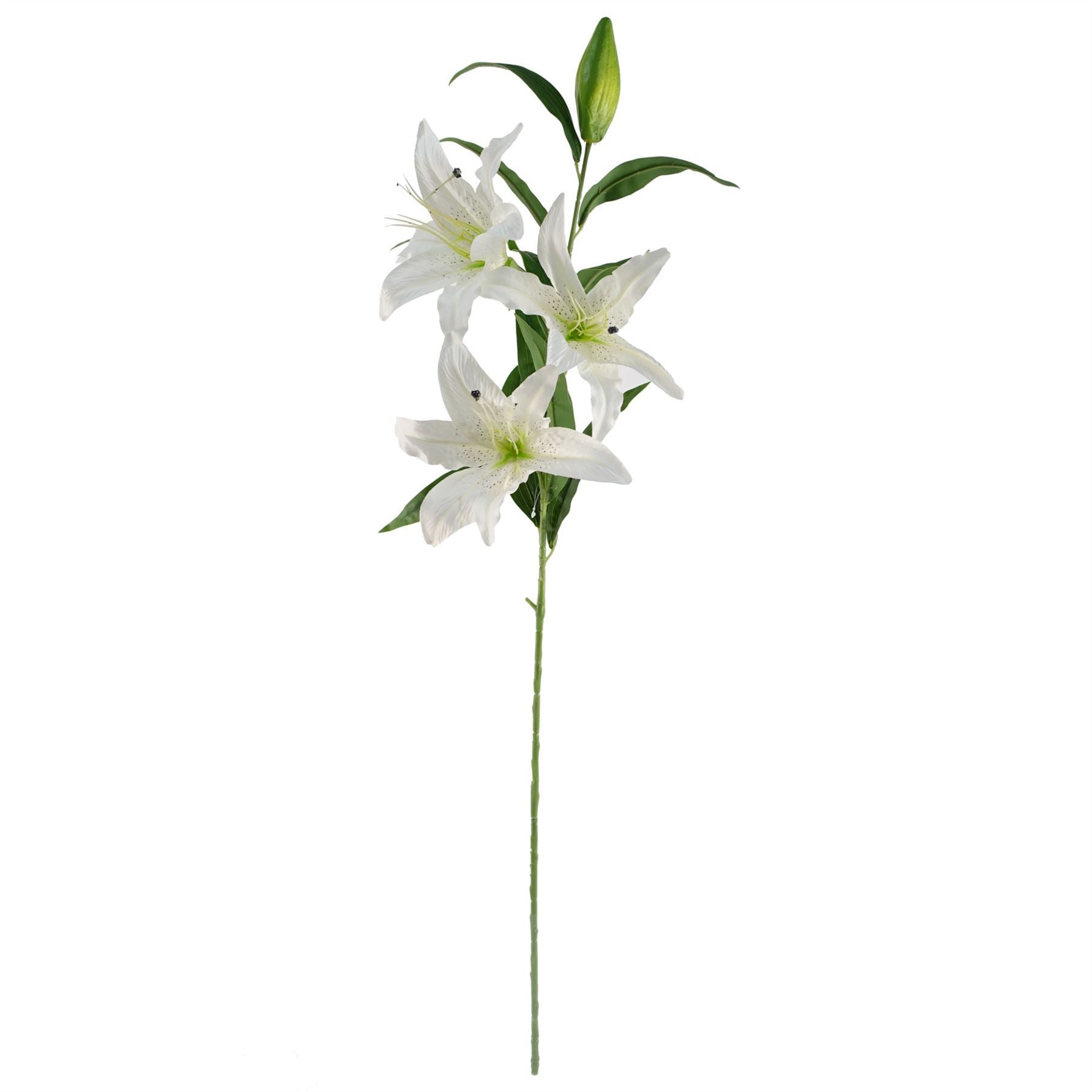 100cm Artificial White Lily and Fern Display Glass Vase - Premium Quality
