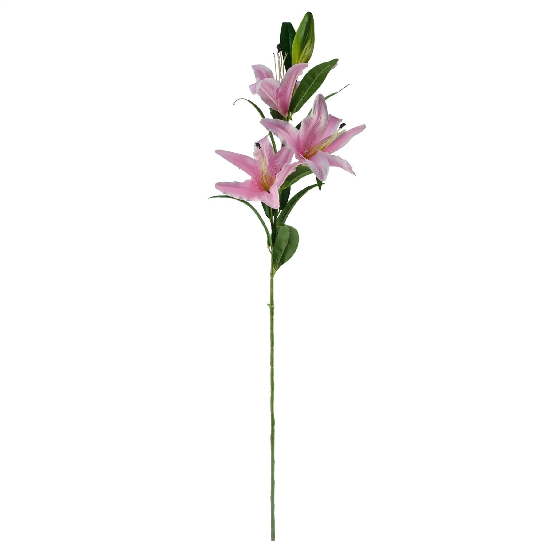 100cm Artificial Pink Lily and Fern Display Glass Vase - Premium Quality