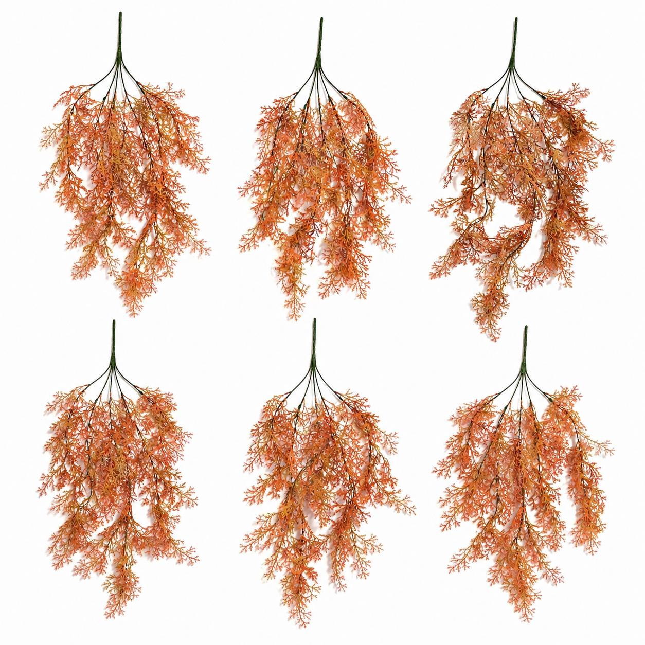 80cm Artificial Coral Fern Trailing Plant Autumn Orange Hanging Foliage - Premium Quality