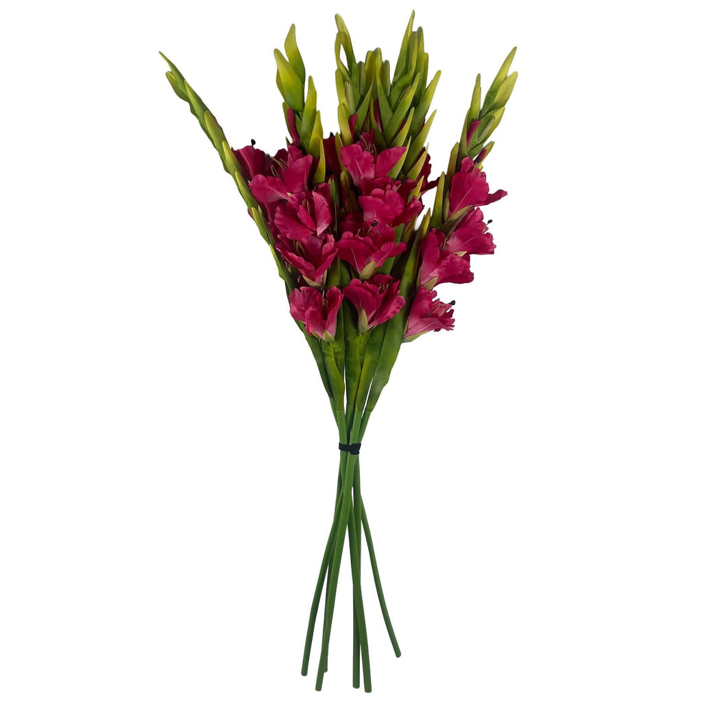 Pack of 6 x 115cm Artificial Pink Gladioli Stem - Premium Quality