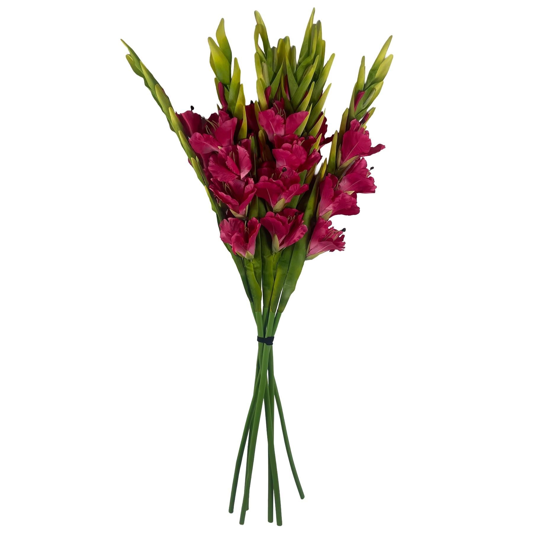 Pack of 6 x 115cm Artificial Pink Gladioli Stem - Premium Quality