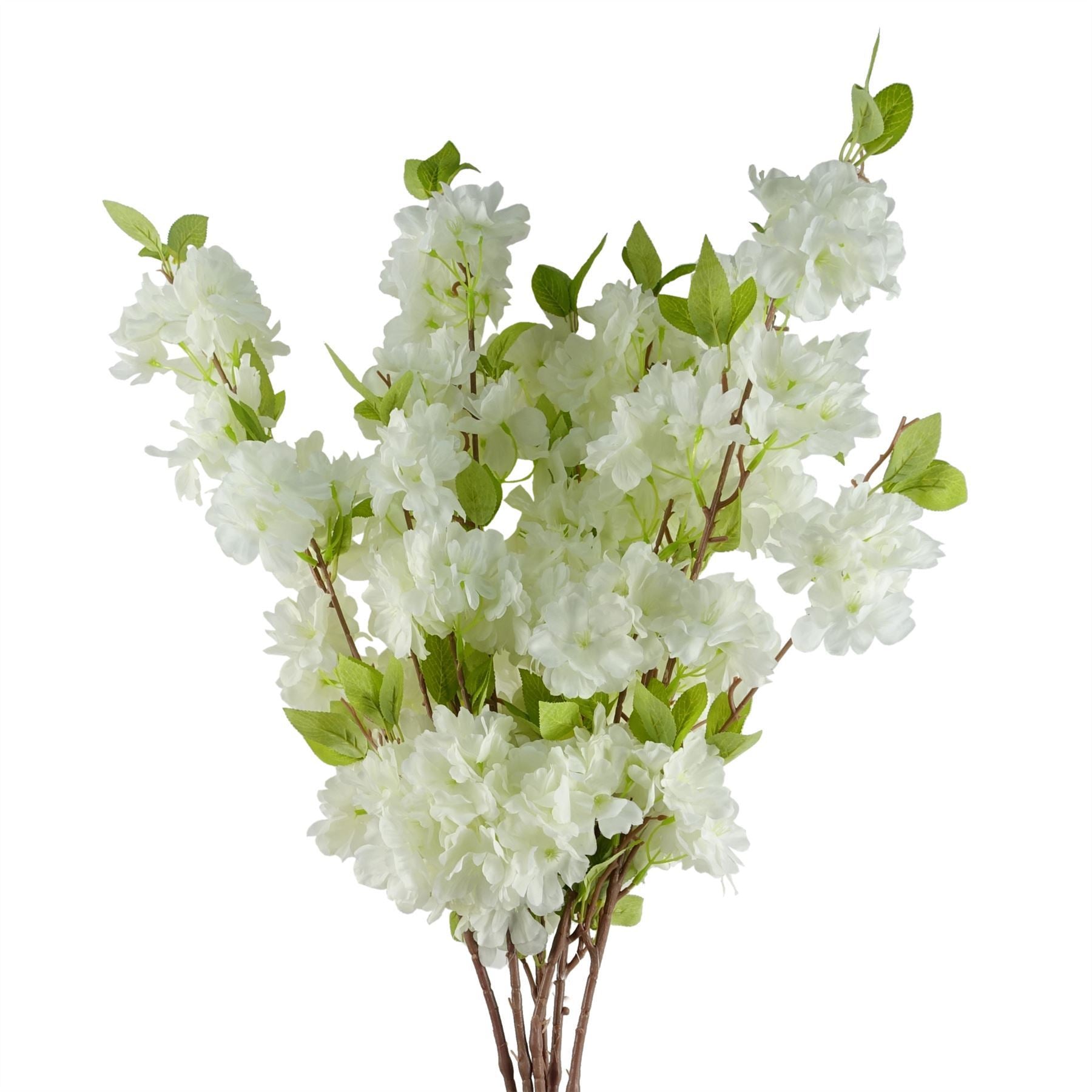 Pack of 6 x 100cm White Artificial Blossom Stem - Premium Quality