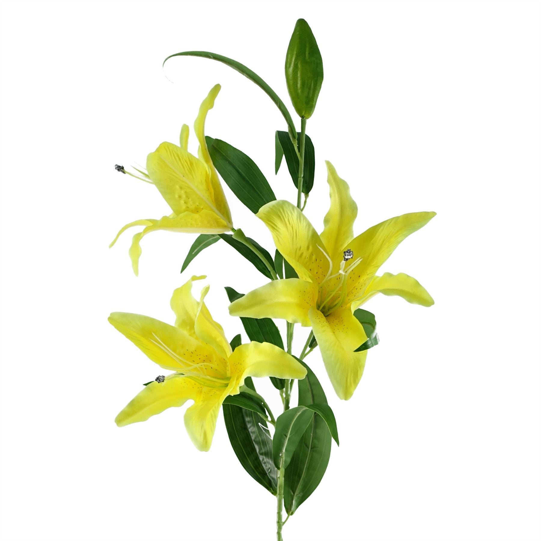 Artificial Pack of 6 x 100cm Large Yellow Lily Stem - 18 Flowers - Premium Quality