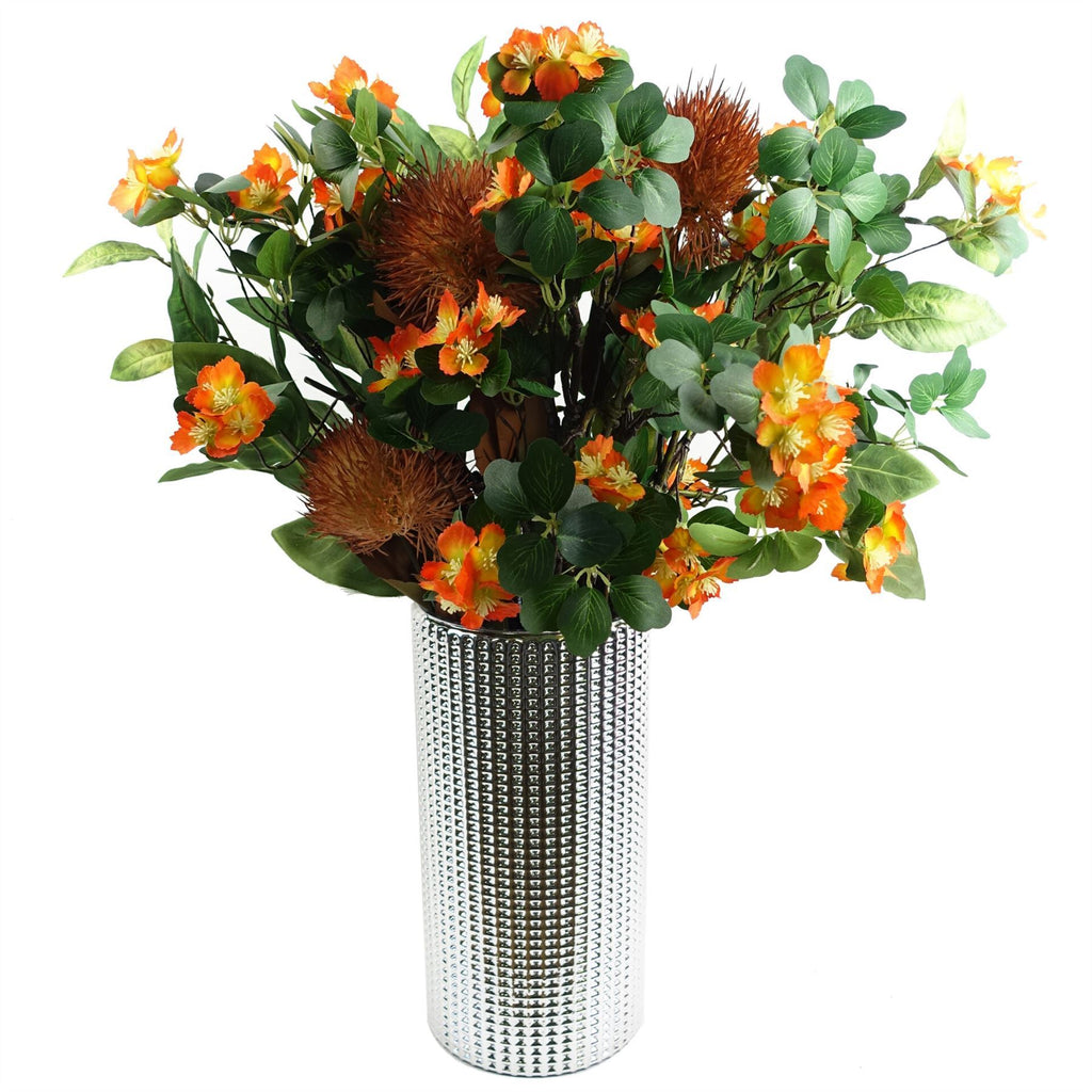 Artificial Pack of 6 x 60cm Flower Foliage Spray - Orange - Premium Quality