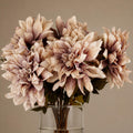 Pack of 6 x 55cm Dahlia Flower Stem - Dusty Pink - Premium Quality