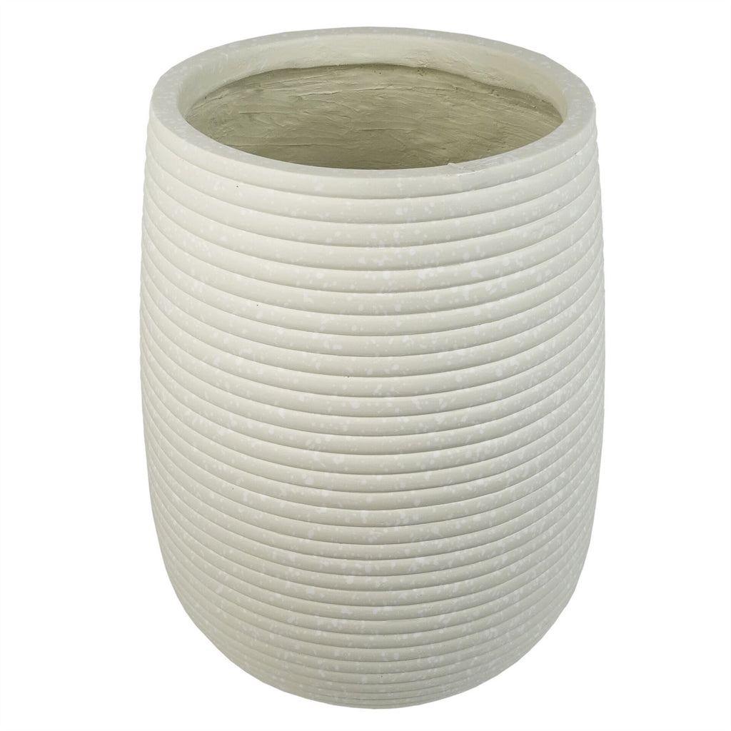 41cm x 30cm Mikos Large Ridged Composite Planter - Stone Colour - Premium Quality