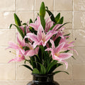 Pack of 6 x 100cm Large Pink Lily Stem - 18 Flowers - Premium Quality