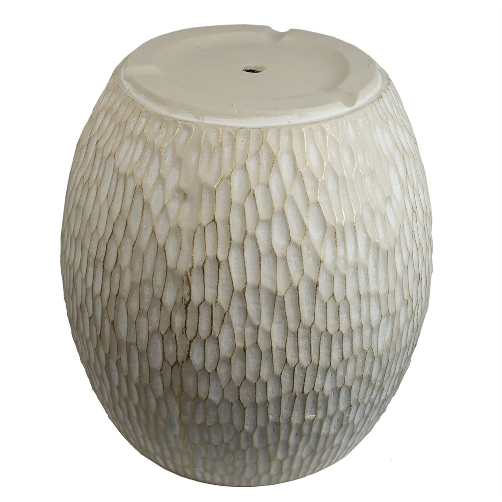 43cm Inoke Embossed Large Stone Colour Composite Planter Plant Pot - Premium Quality