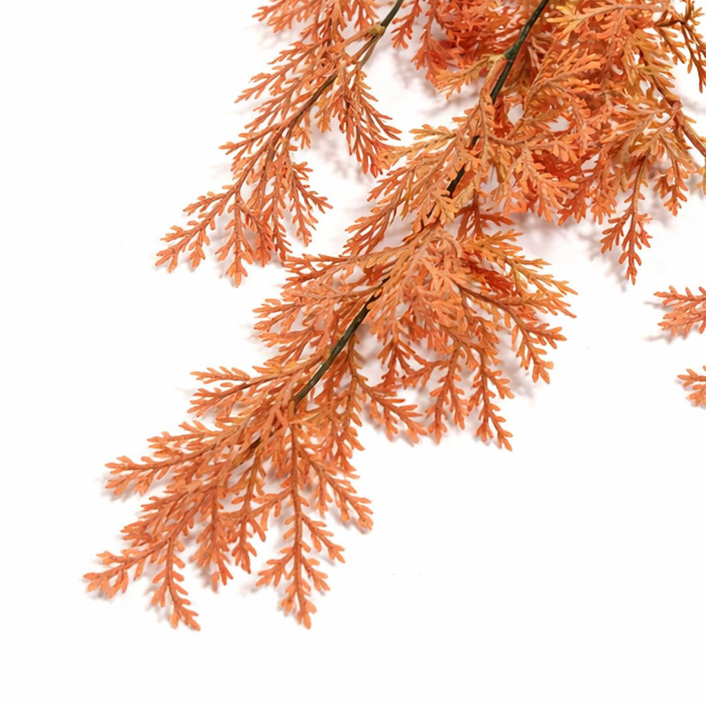 80cm Artificial Coral Fern Trailing Plant Autumn Orange Hanging Foliage - Premium Quality