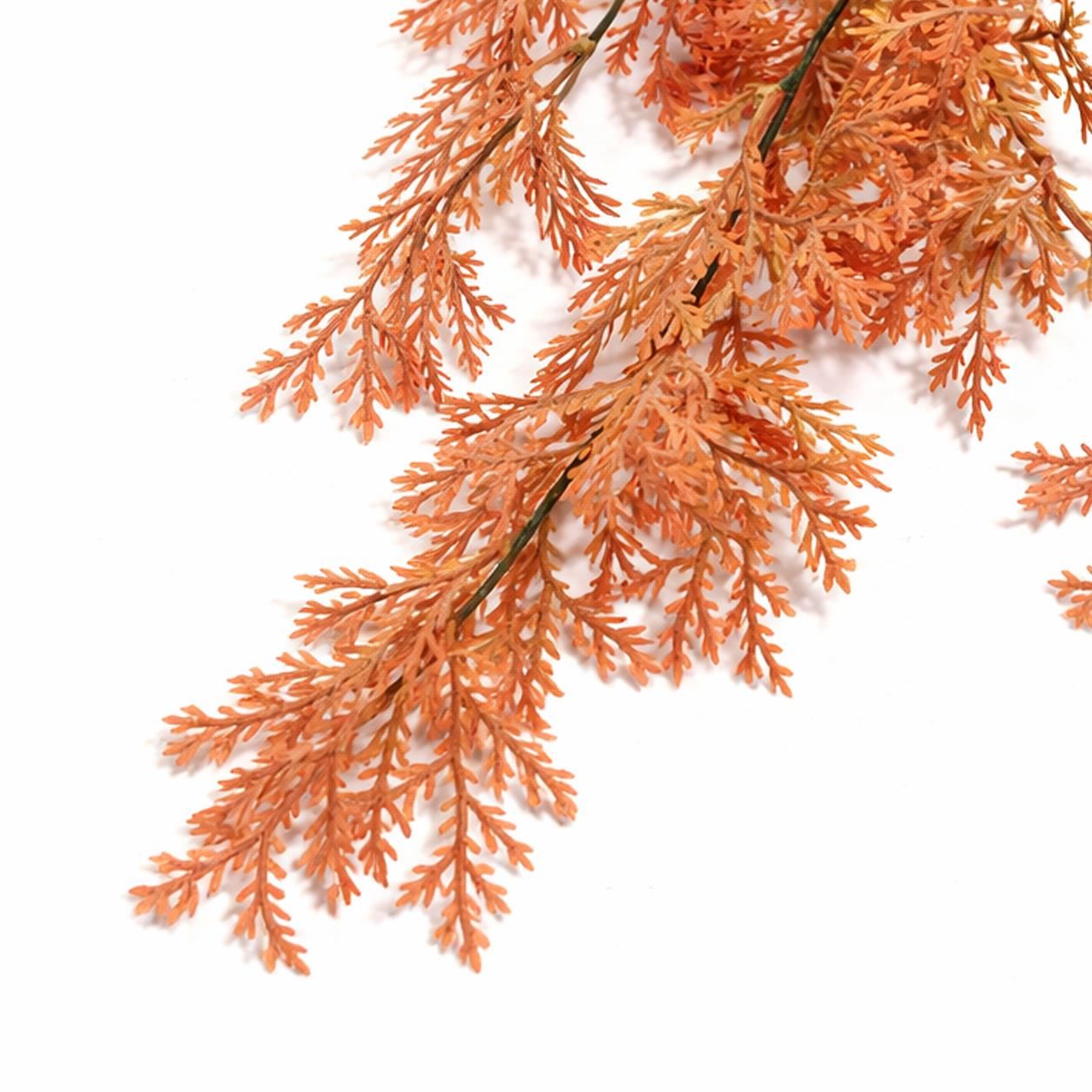 80cm Artificial Coral Fern Trailing Plant Autumn Orange Hanging Foliage - Premium Quality