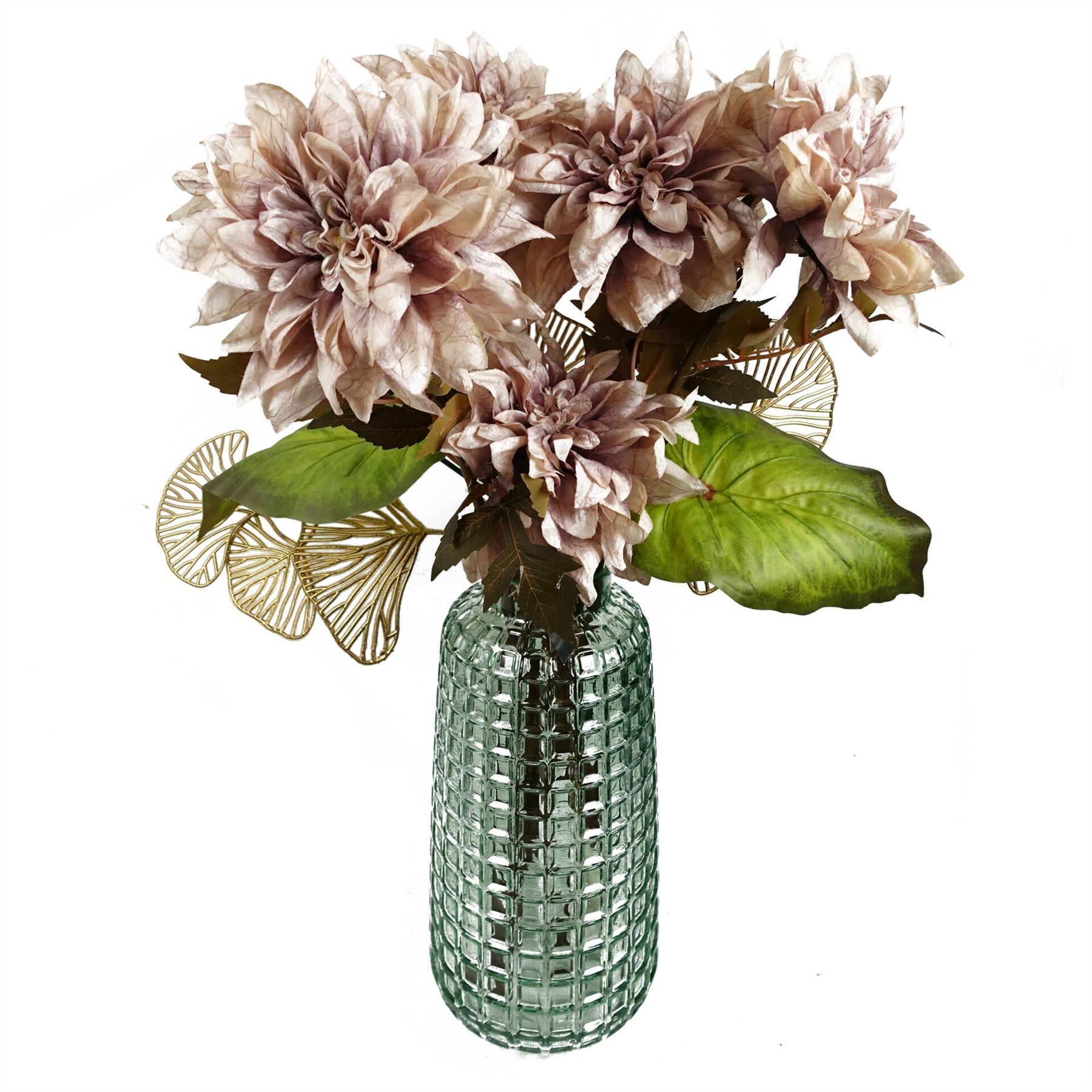 Artificial Pack of 6 x 55cm Dahlia Flower Stem - Dusty Pink - Premium Quality