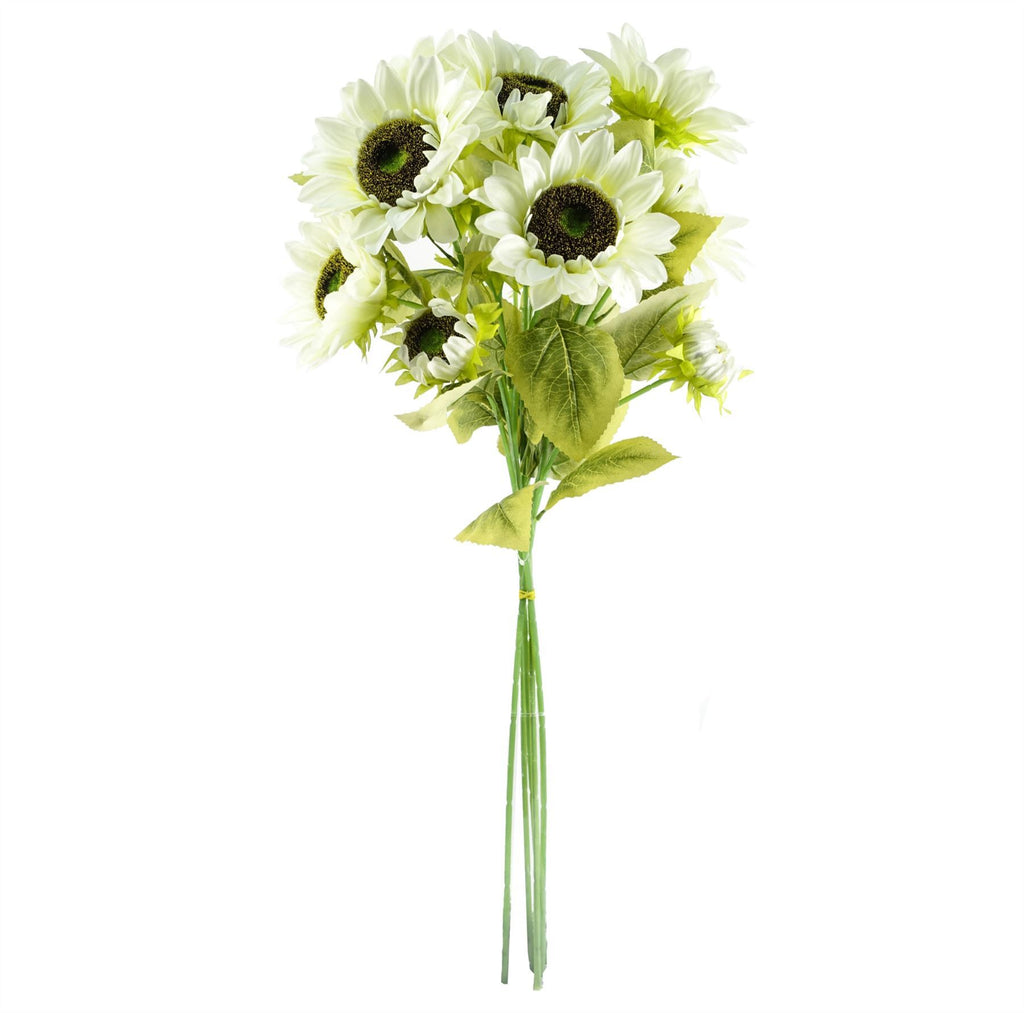 Pack of 6 x 88cm White Artificial Sunflower - 18 heads - Premium Quality