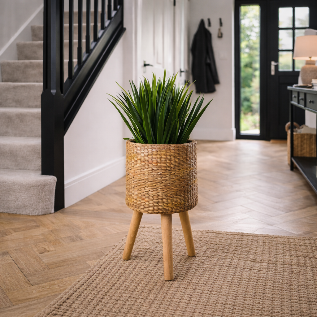 Rattan Effect Composite Planter with Stand