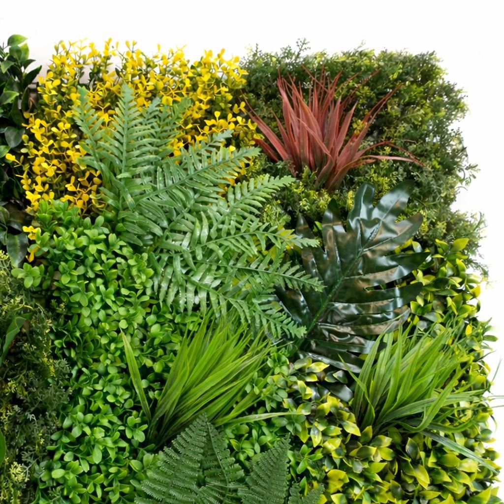 100cm Artificial Tropical Mixed Green Wall Panel with Monstera and Fern Foliage - Premium Quality