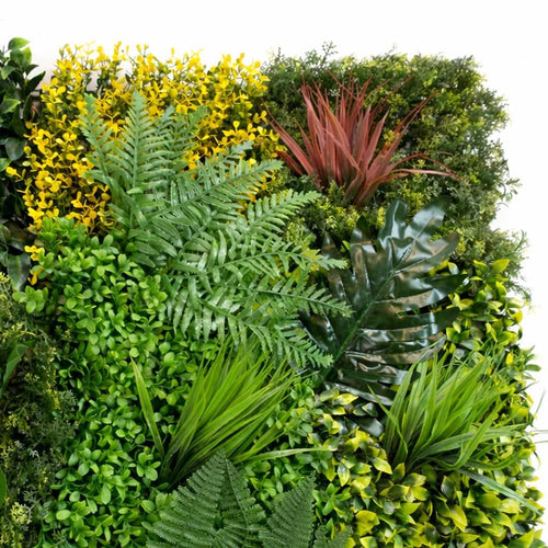 100cm Artificial Tropical Mixed Green Wall Panel with Monstera and Fern Foliage - Premium Quality