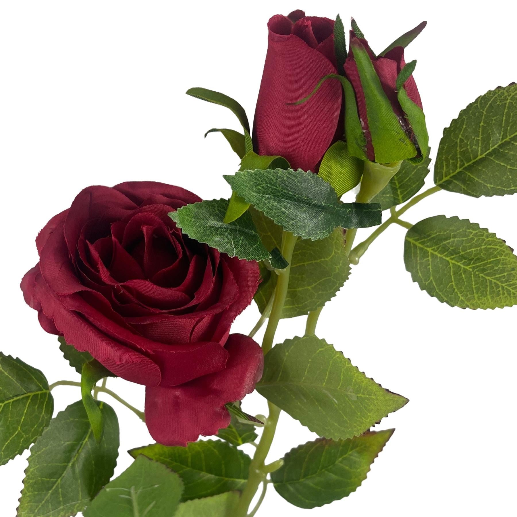 Pack of 6 x 60cm Artificial Red Rose Flower - Premium Quality