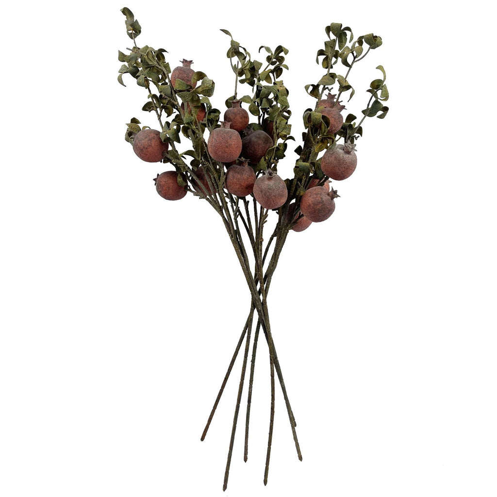 Pack of 6 x 75cm Artificial Pomegranate Stem Artificial Red - Premium Quality