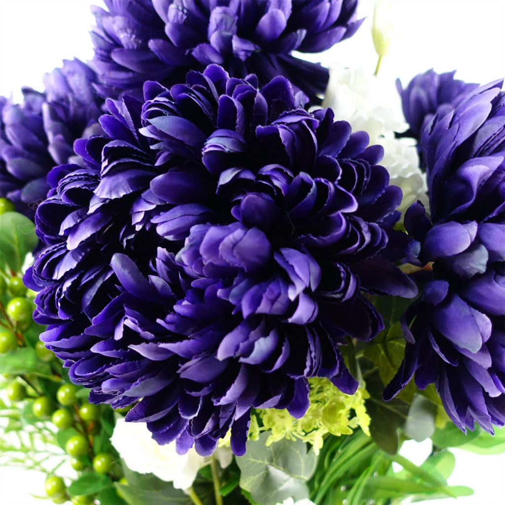 Artificial Pack of 6 x 75cm Extra Large Reflex Chrysanthemum - Purple - Premium Quality