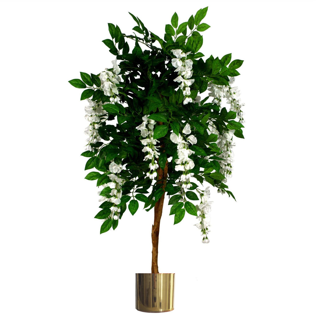 130cm Luxury Artificial Wisteria Tree White Flowers Premium Range