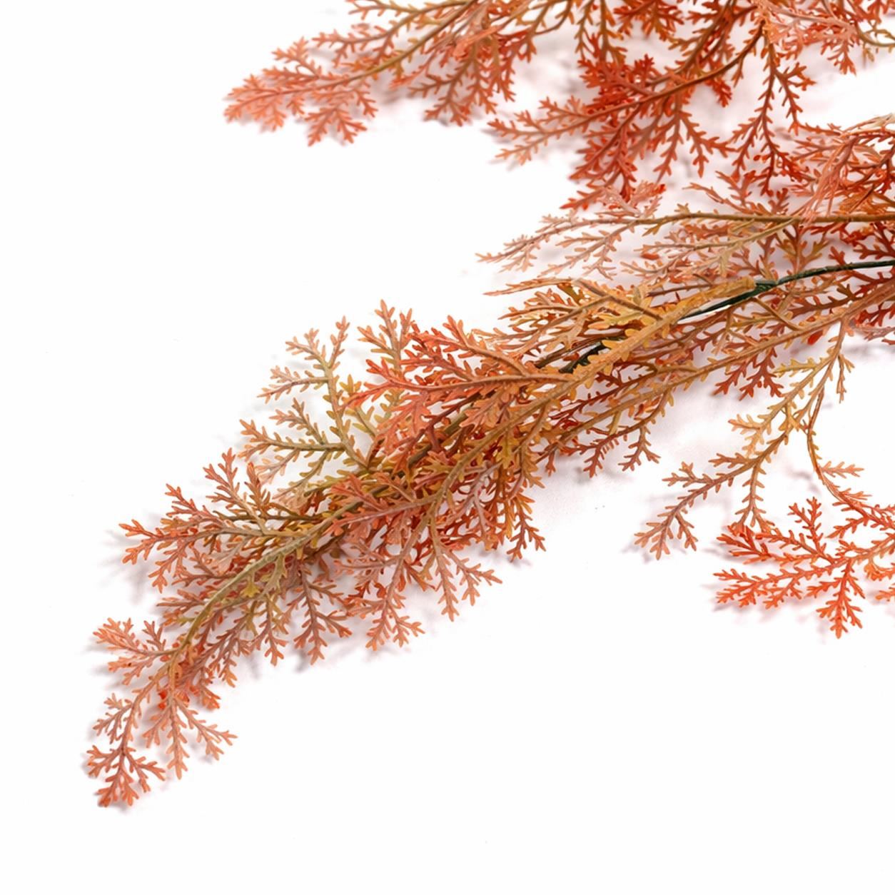 80cm Artificial Coral Fern Trailing Plant Autumn Orange Hanging Foliage - Premium Quality