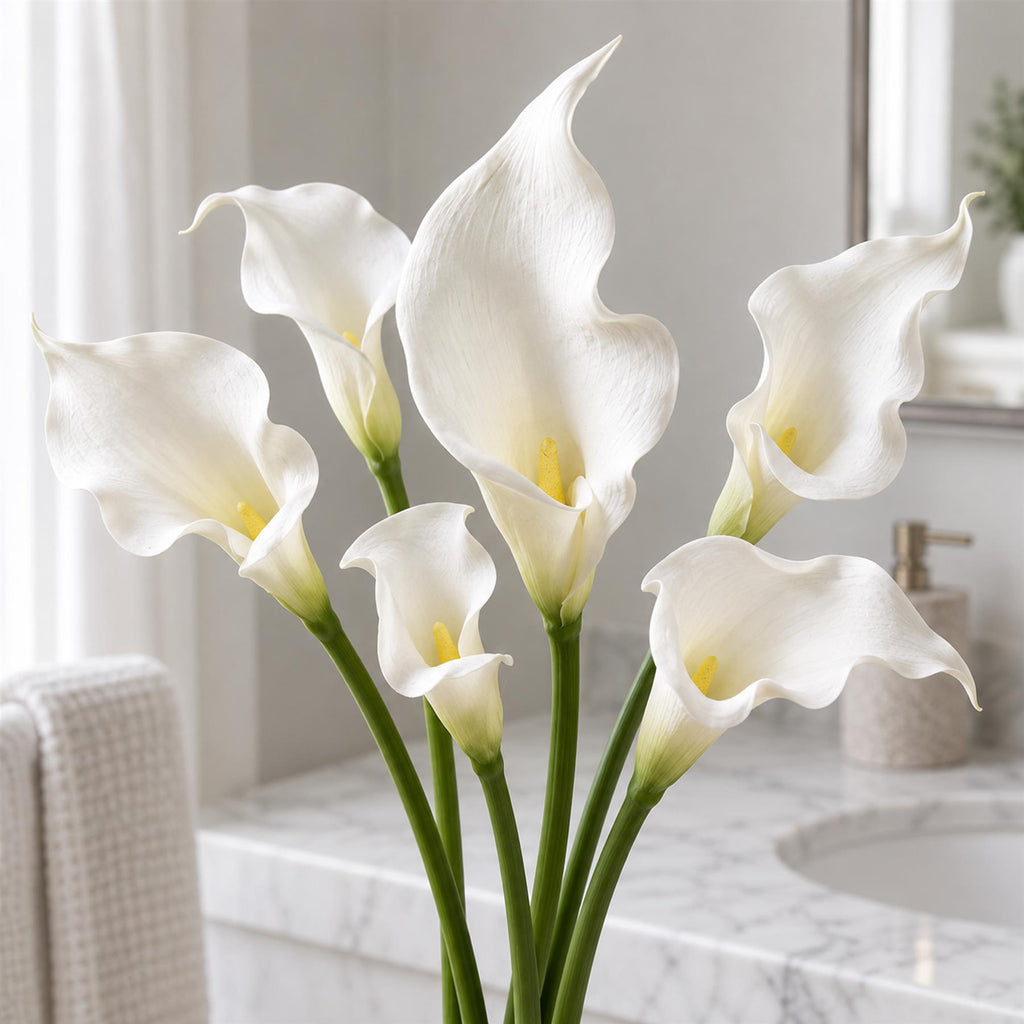 Faux Calla Lily Stems, 70cm Single-Bloom Flowers - Set of 6