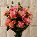 6 x 60cm Pink Rose Artificial Flower Sprays - 24 Flowers 18 Buds - Premium Quality