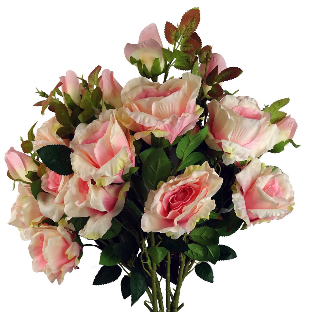 Pack of 6 x 80cm Artificial Pink Rose Stem - 18 flowers - Premium Quality