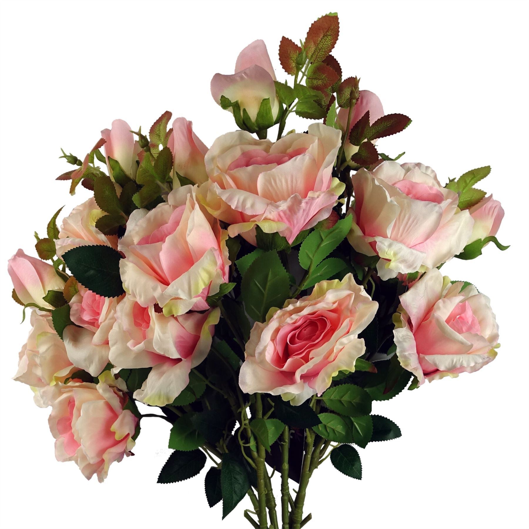 Pack of 6 x 80cm Artificial Pink Rose Stem - 18 flowers - Premium Quality