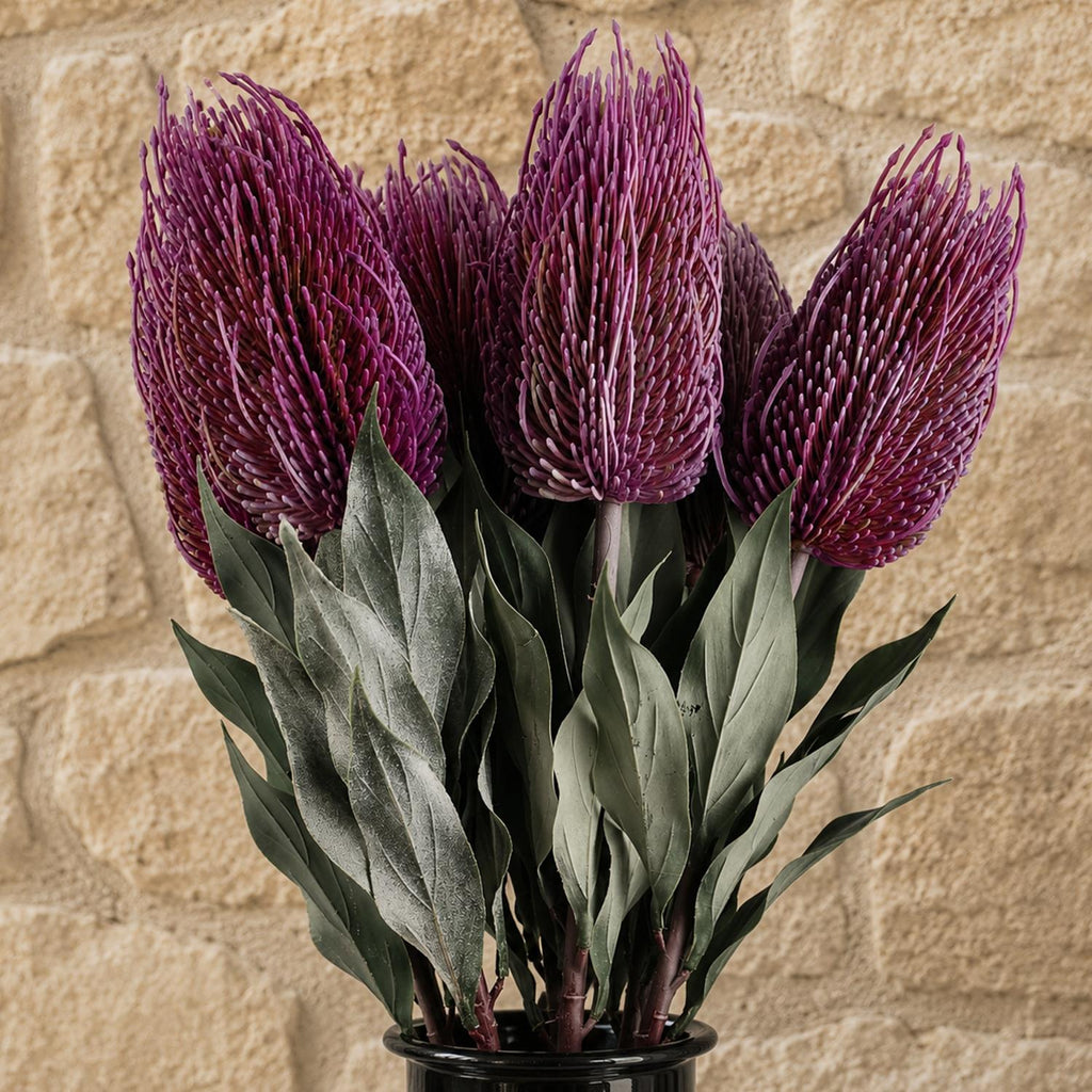 Pack of 6 x 75cm Banksia Menziesii Pink Flower Stem Artificial - Premium Quality