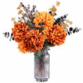 65cm Artificial Orange and Black Flower Arrangement Glass Vase - Premium Quality