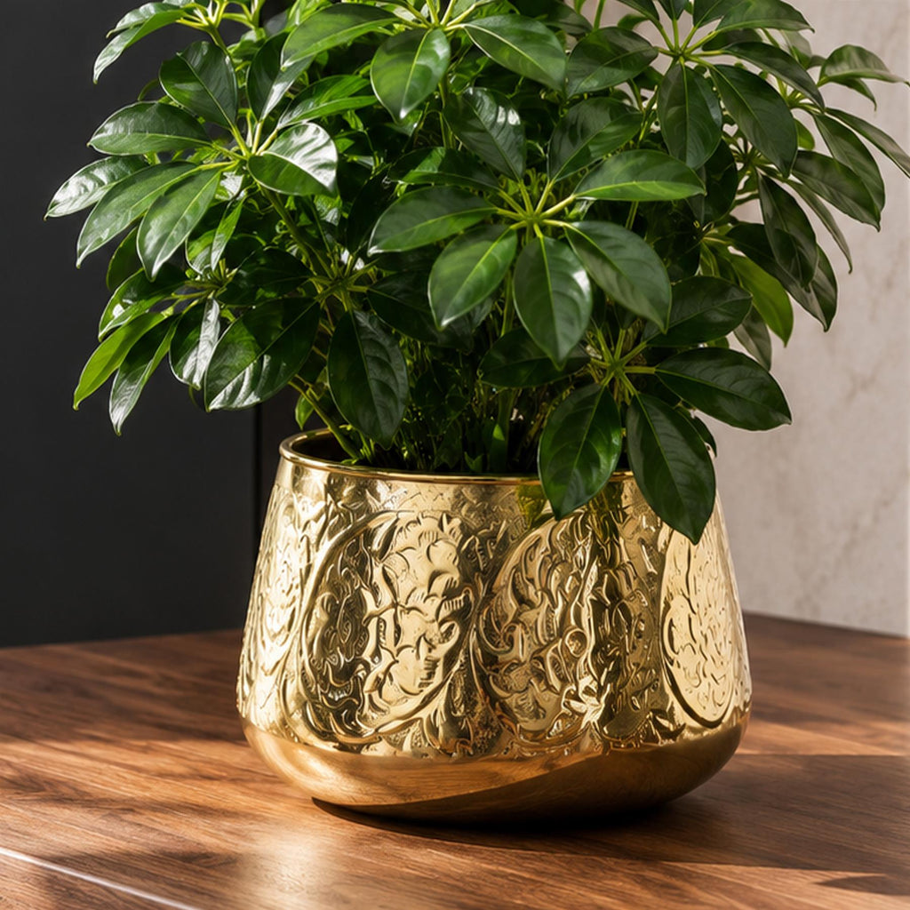 18cm Gold Swirl Metal Planter by Botanik - Premium Quality