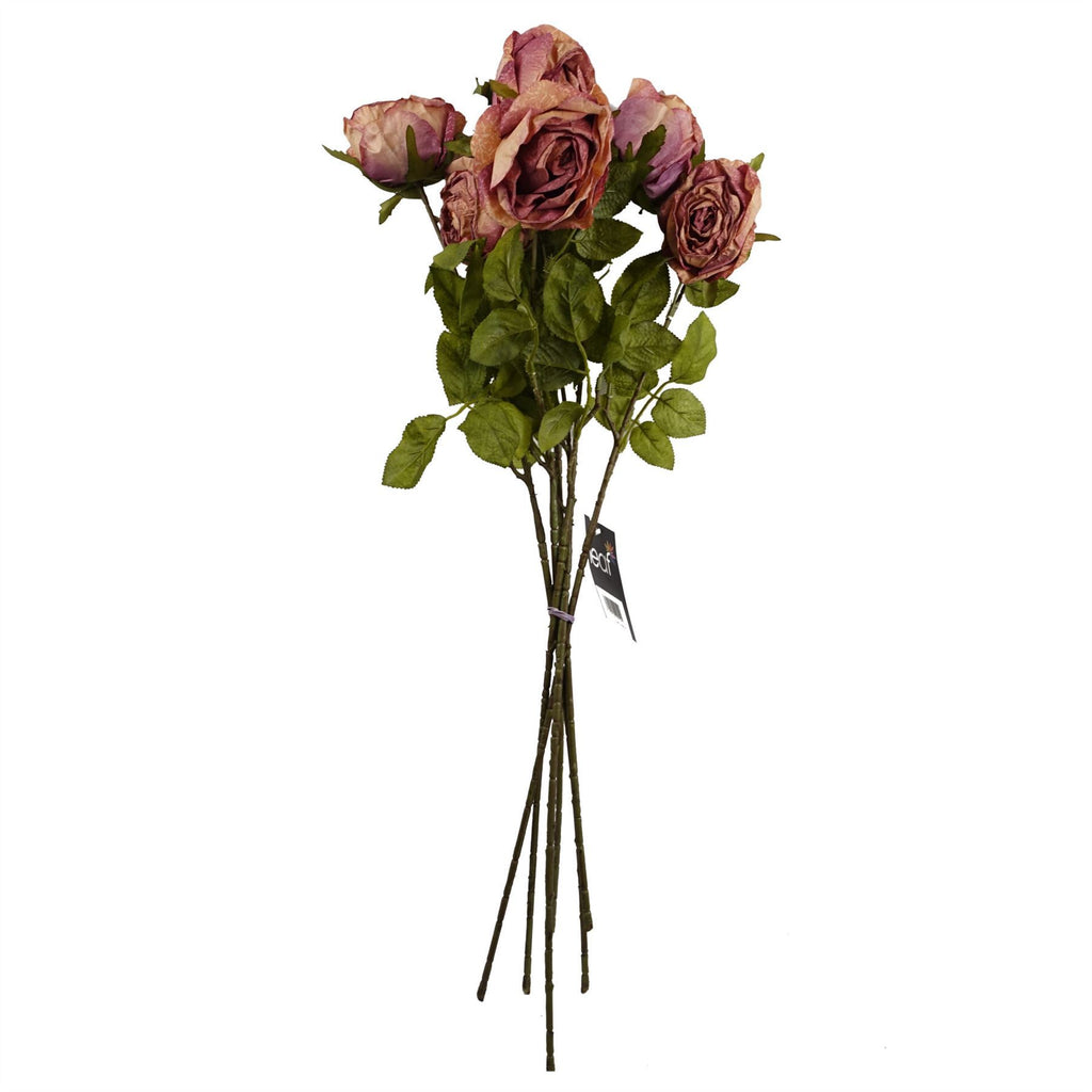 Pack of 6 x 70cm Artificial Dark Pink Rose - Premium Quality
