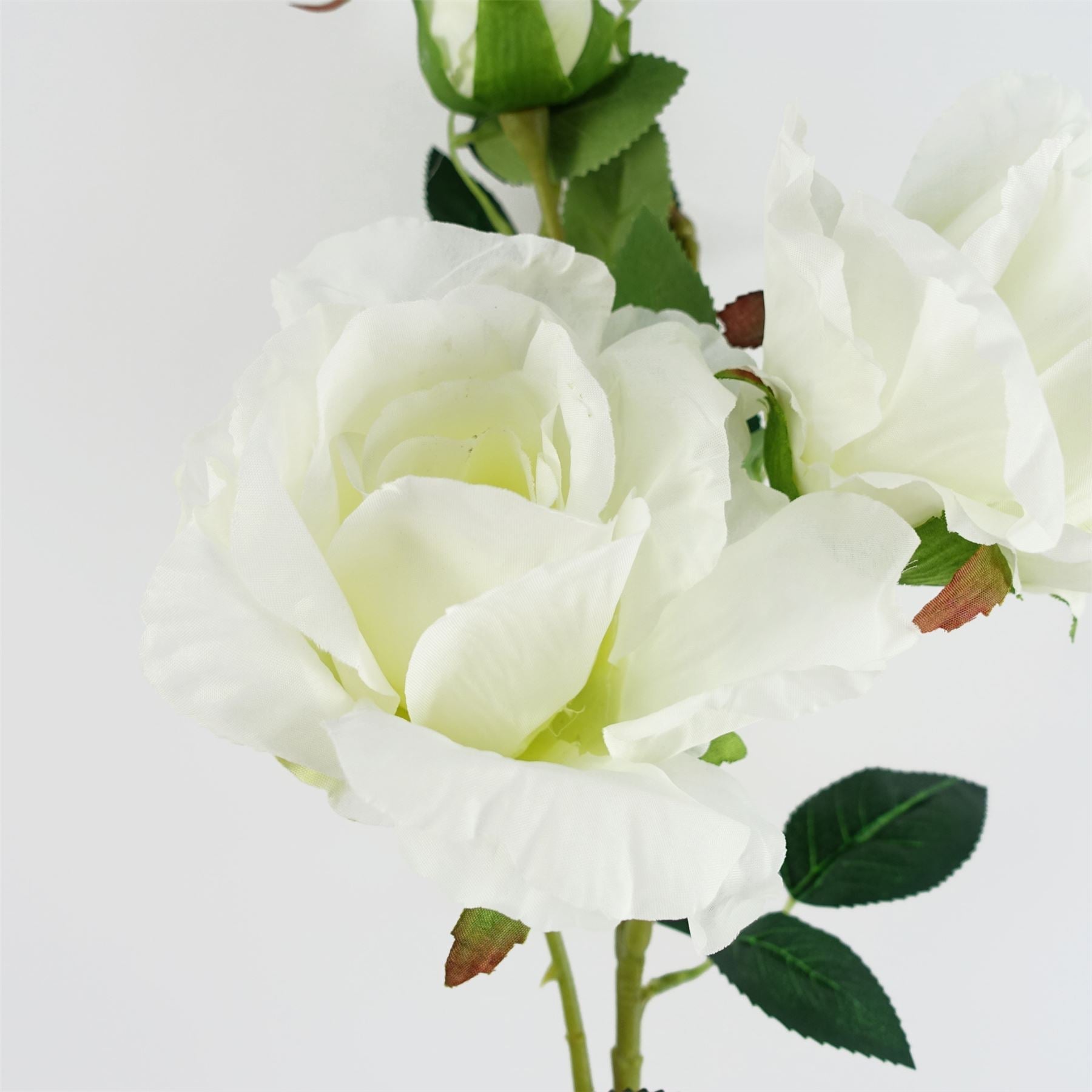 Pack of 6 x 80cm Artificial White Rose Stem - 18 flowers - Premium Quality