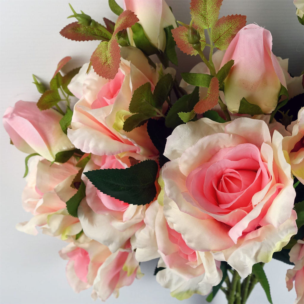 Pack of 6 x 80cm Artificial Pink Rose Stem - 18 flowers - Premium Quality