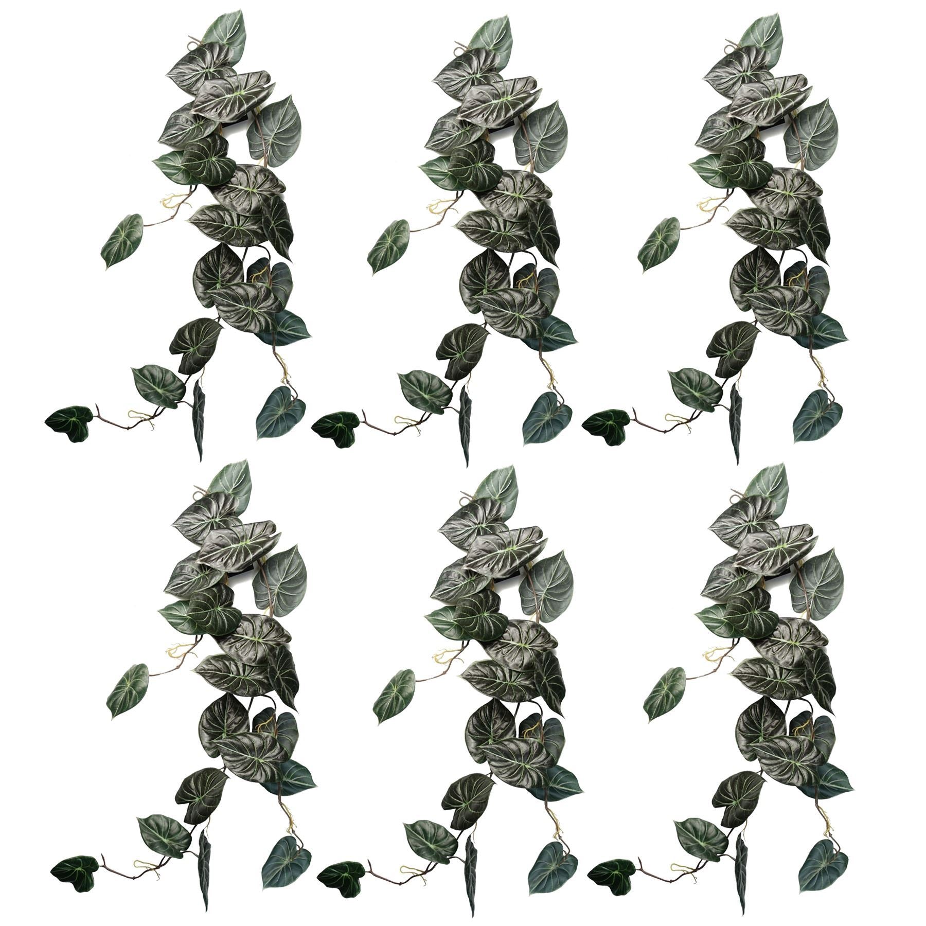 6 x 120cm Artificial Hanging Trailing Plant Alocasia Dragon Scale Dark - Premium Quality