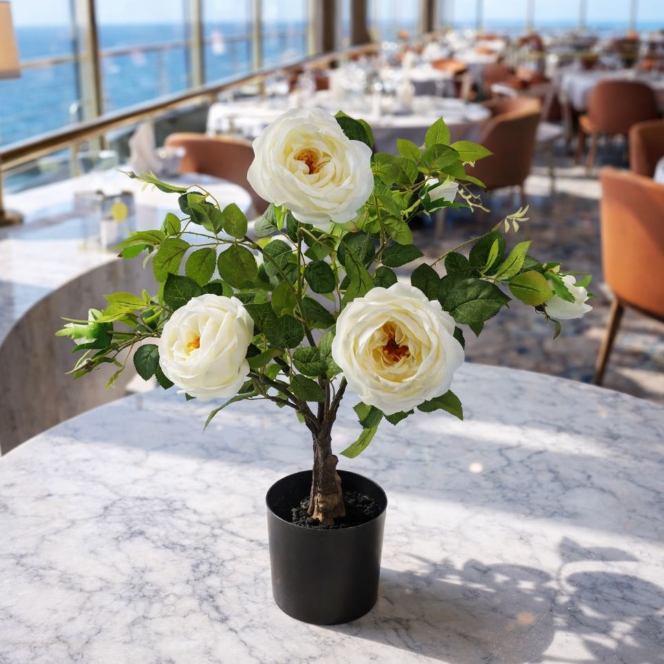 70cm White Camellia Rose Plant Artificial - Premium Quality