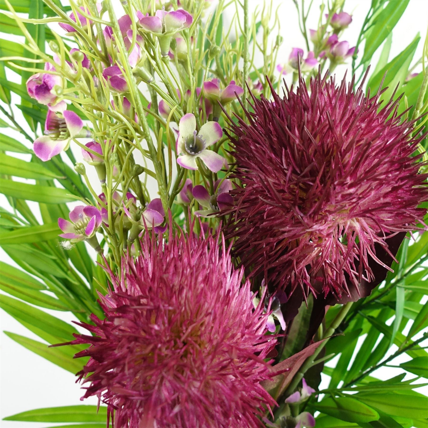 Pack of 6 x 70cm Globe Thistle Purple Ball Artificial Flower Stem - Premium Quality