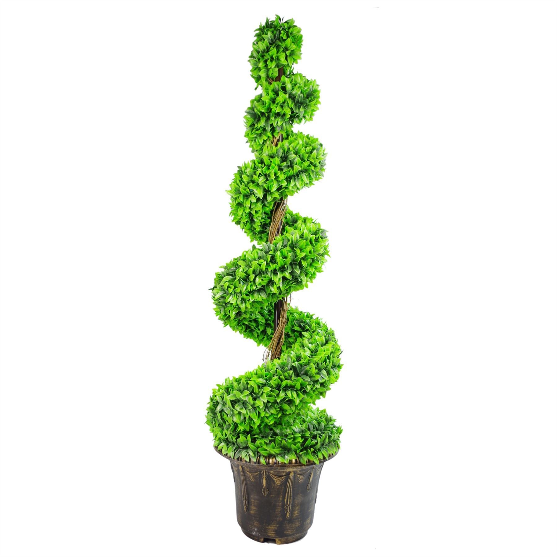 120cm Artificial Green Large Botanik Spiral with Decorative Planter - Premium Quality