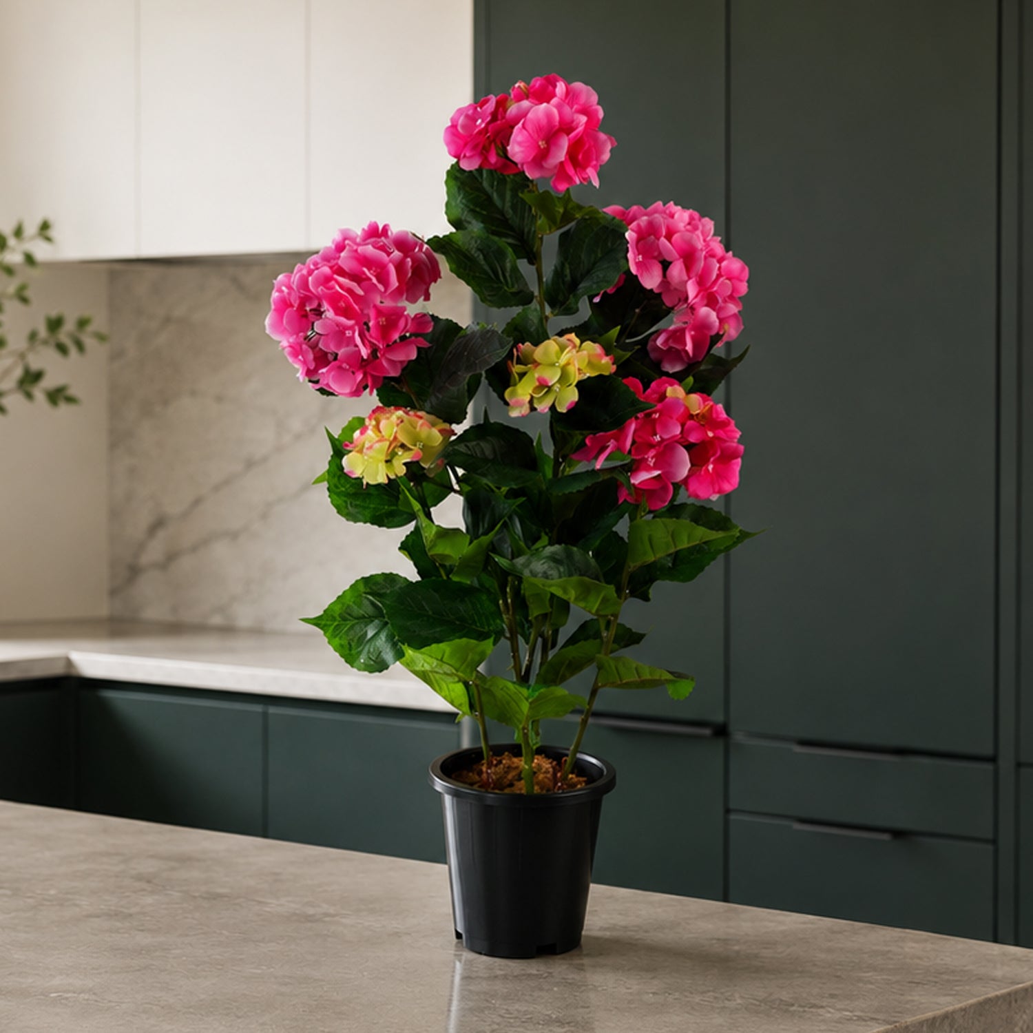Artificial Hydrangea Flowering Plant Pink