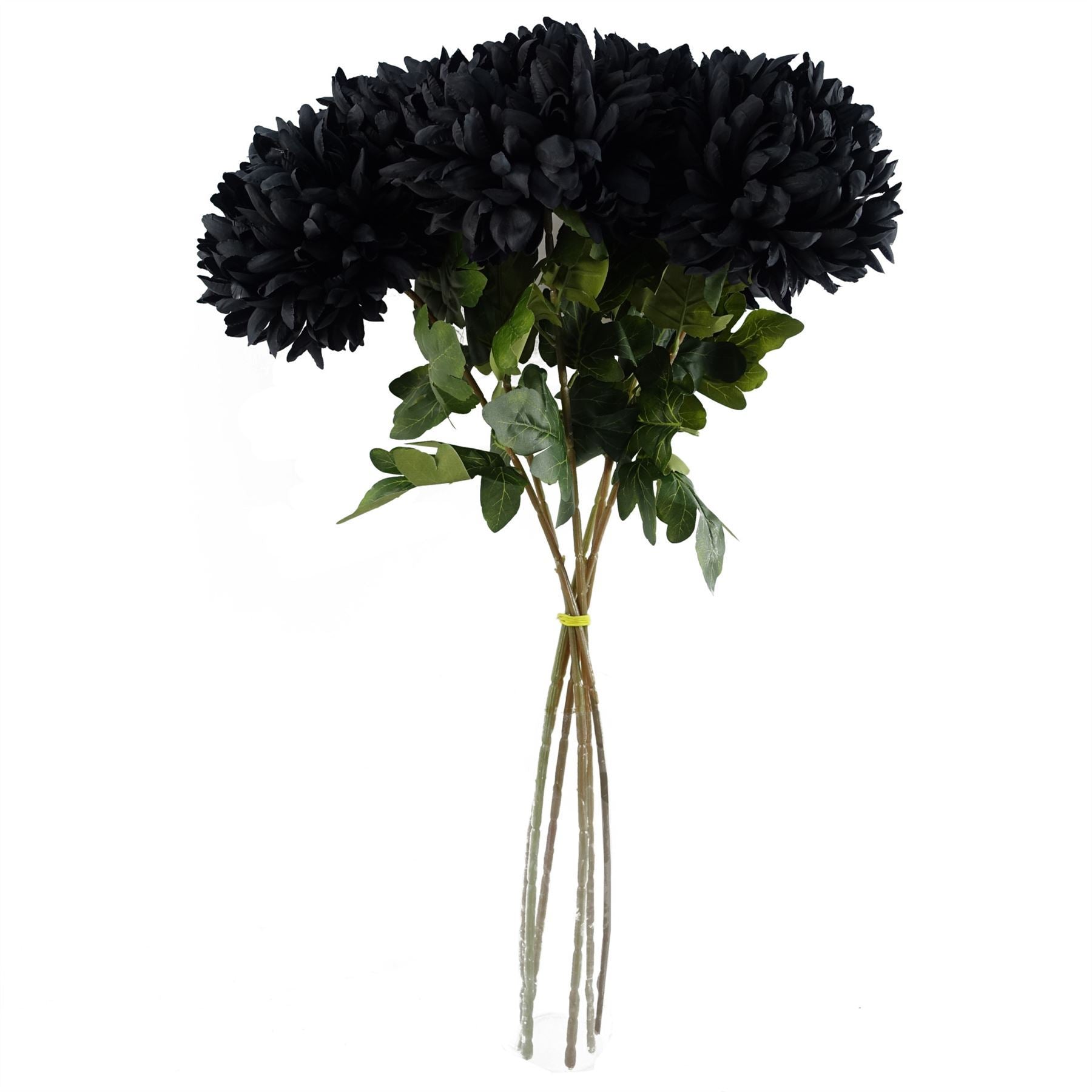 Artificial Pack of 6 x 75cm Extra Large Reflex Chrysanthemum - Black - Premium Quality