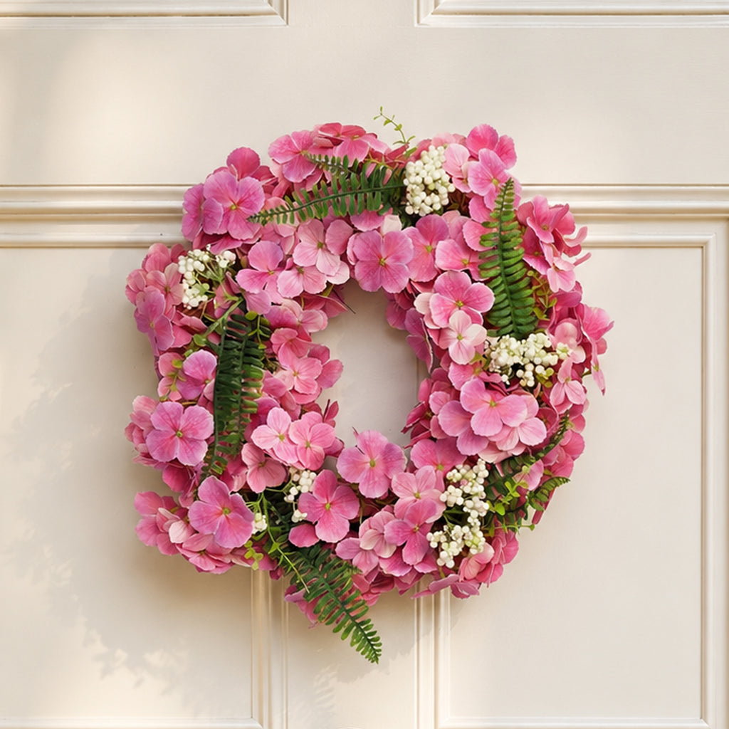40cm Artificial Pink Floral Blossom Wreath