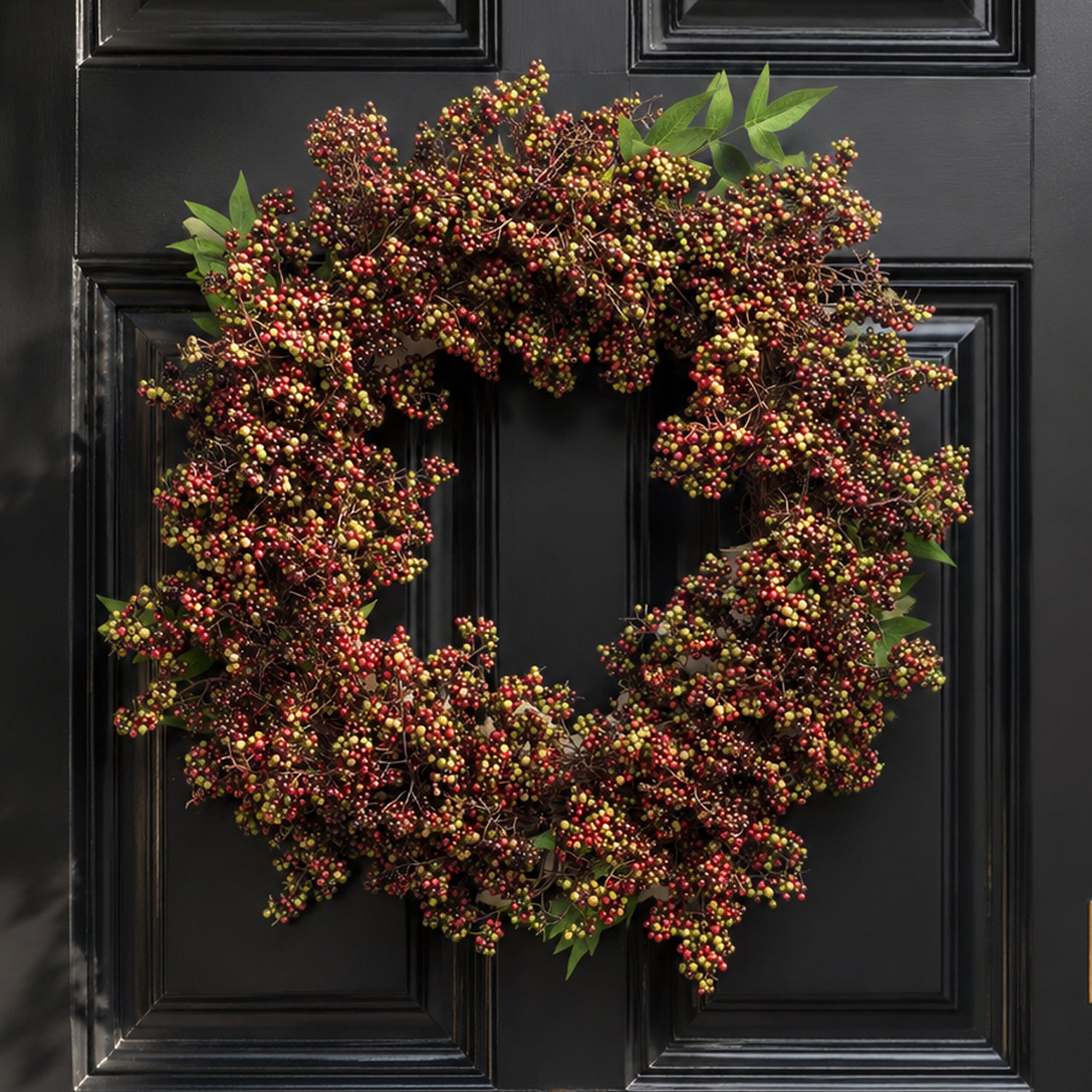55cm Artificial Hanging Black Berries Wreath