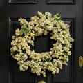 55cm Artificial Hanging White Berries Wreath
