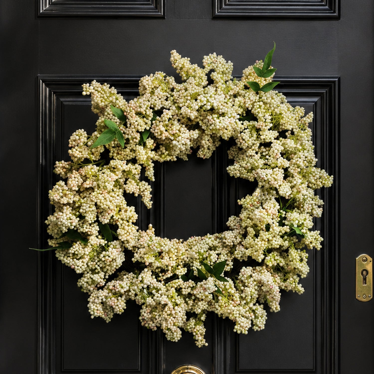 55cm Artificial Hanging White Berries Wreath