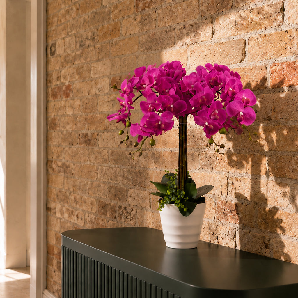 85cm Artificial Deluxe Bush Orchid Dark Pink