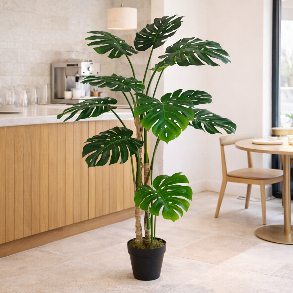 150cm (5ft) Luxury Monstera Plant Black Pot